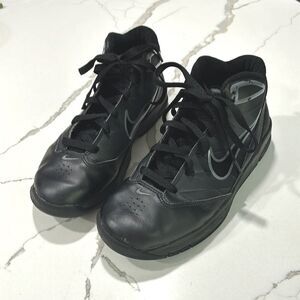 NIKE | Hyped Boys Athletic Black Leather Basketball Shoes Sneakers 454577-001